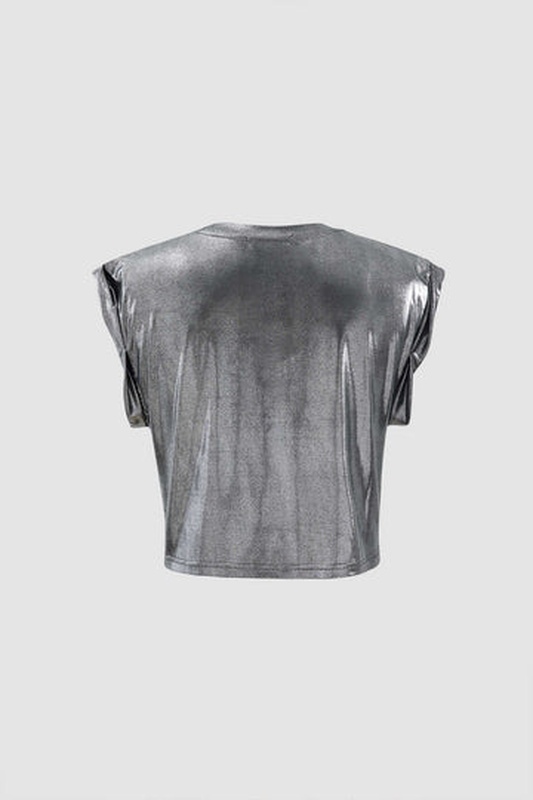 Metallic Knot Hem T Shirt