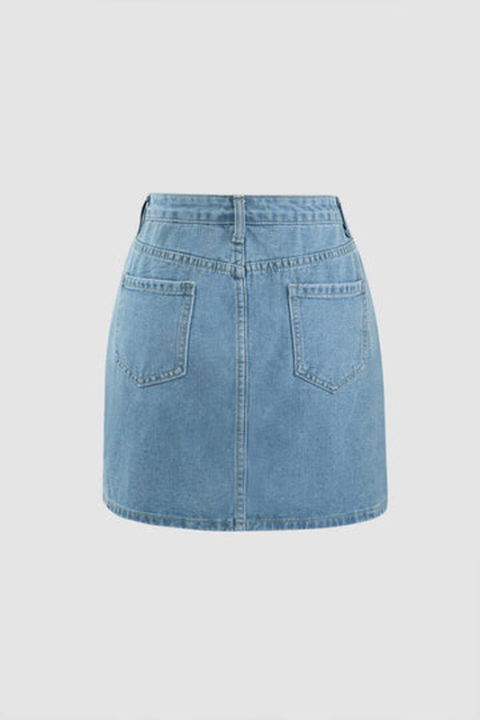 Asymmetric Waist Denim Mini Skirt