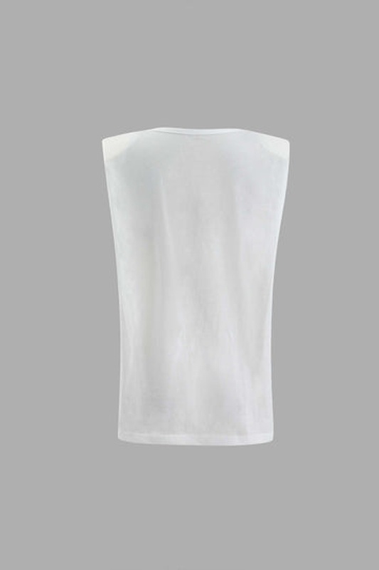 Padded Shoulder Sleeveless T Shirt