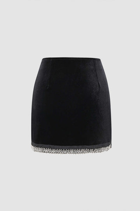 Crystal embellished Vevlet Mini Skirt