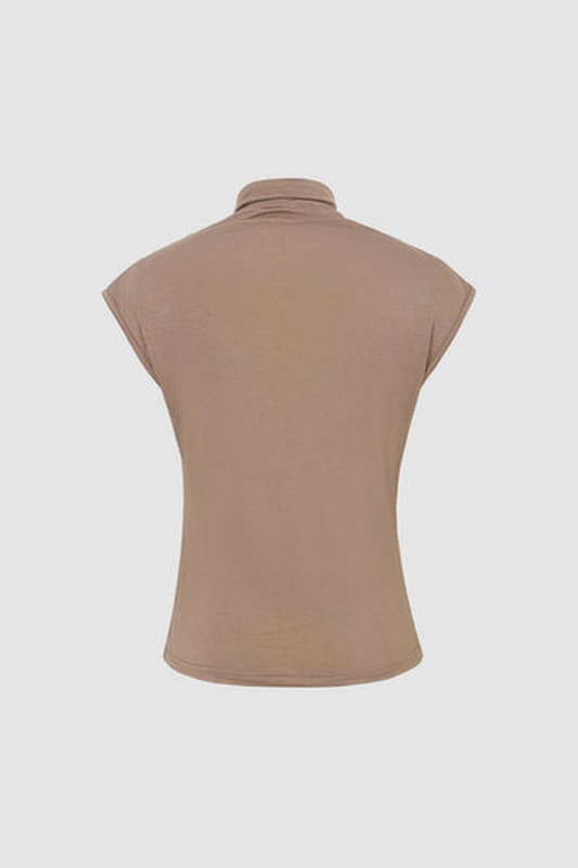 Turtleneck Sleeveless T Shirt