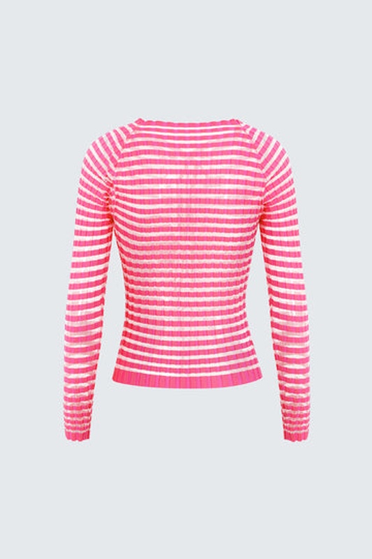 Stripe Tie Front Long Sleeve Top