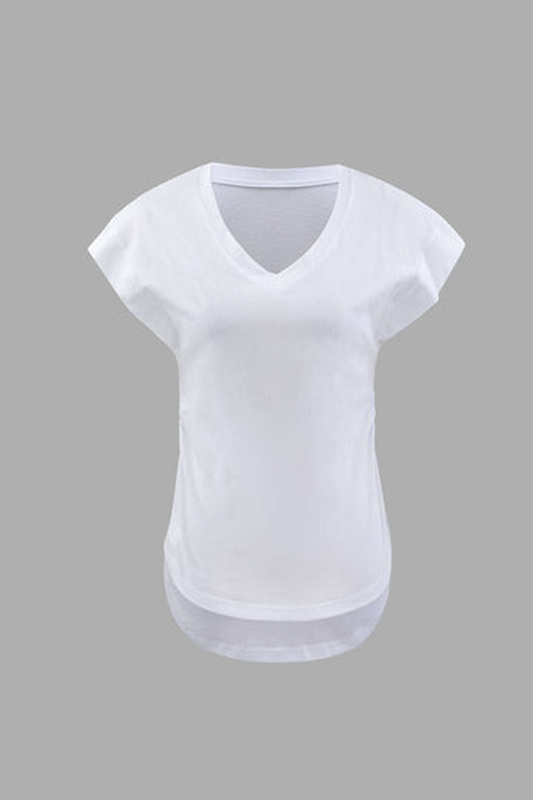 Cap Sleeve V neck T Shirt