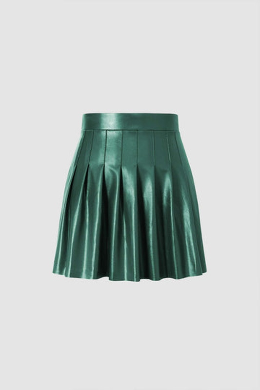 Faux Leather Pleated Mini Skirt