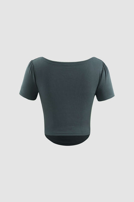 Cowl Neck Curve Hem T Shirt