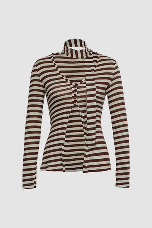 Stripe Print Long Sleeve Top