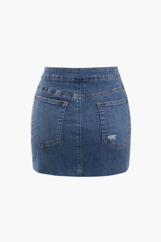 Ripped detail Denim Mini Skirt