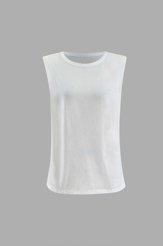 Padded Shoulder Sleeveless T Shirt