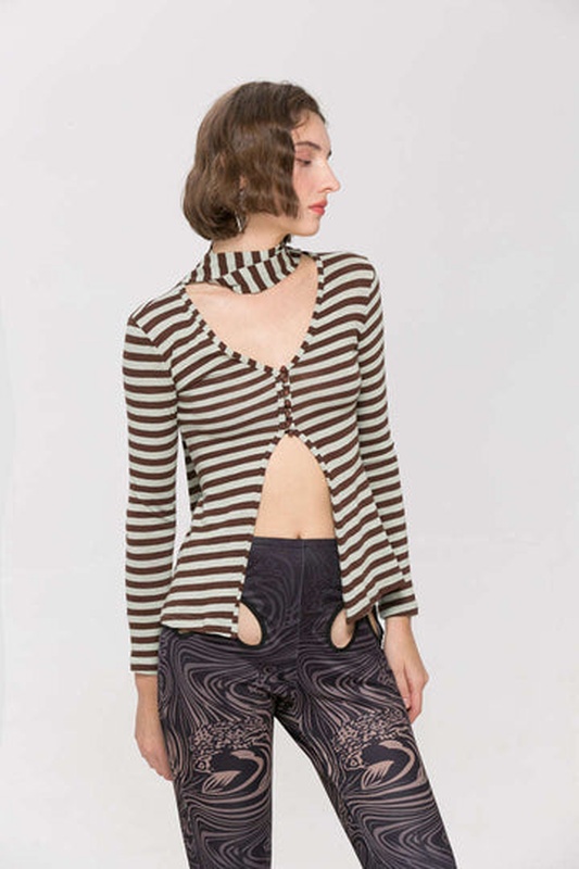 Stripe Print Long Sleeve Top