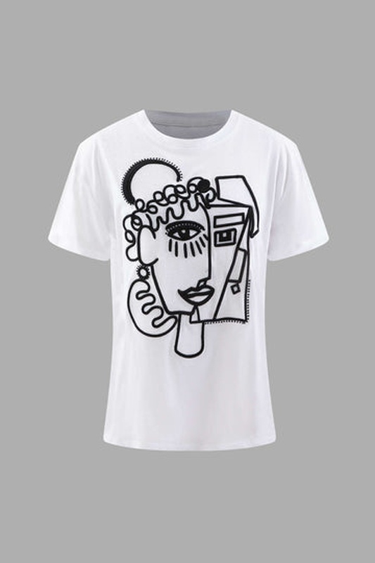 Embroidered Portrait T Shirt