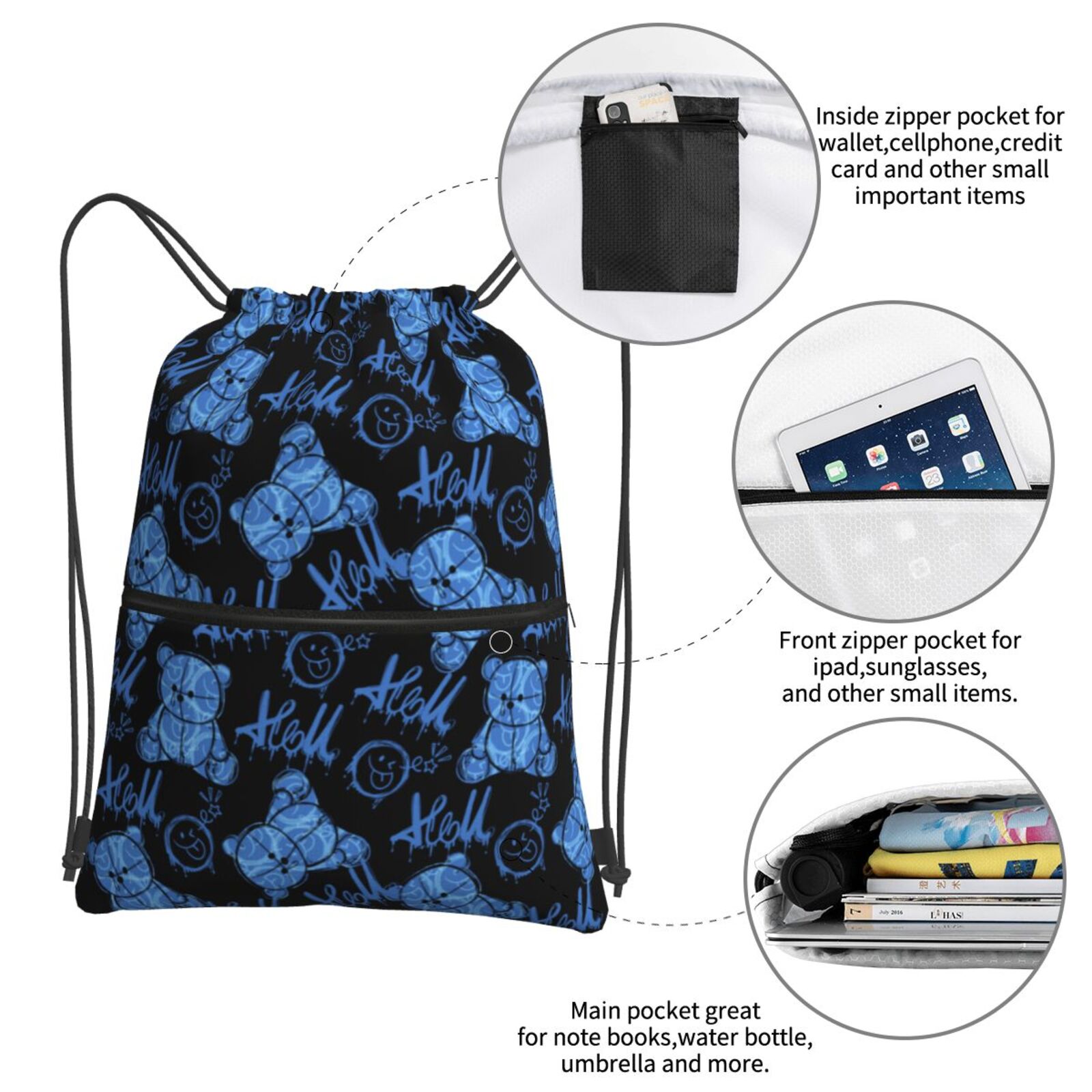 Drawstring Zipper Backpack