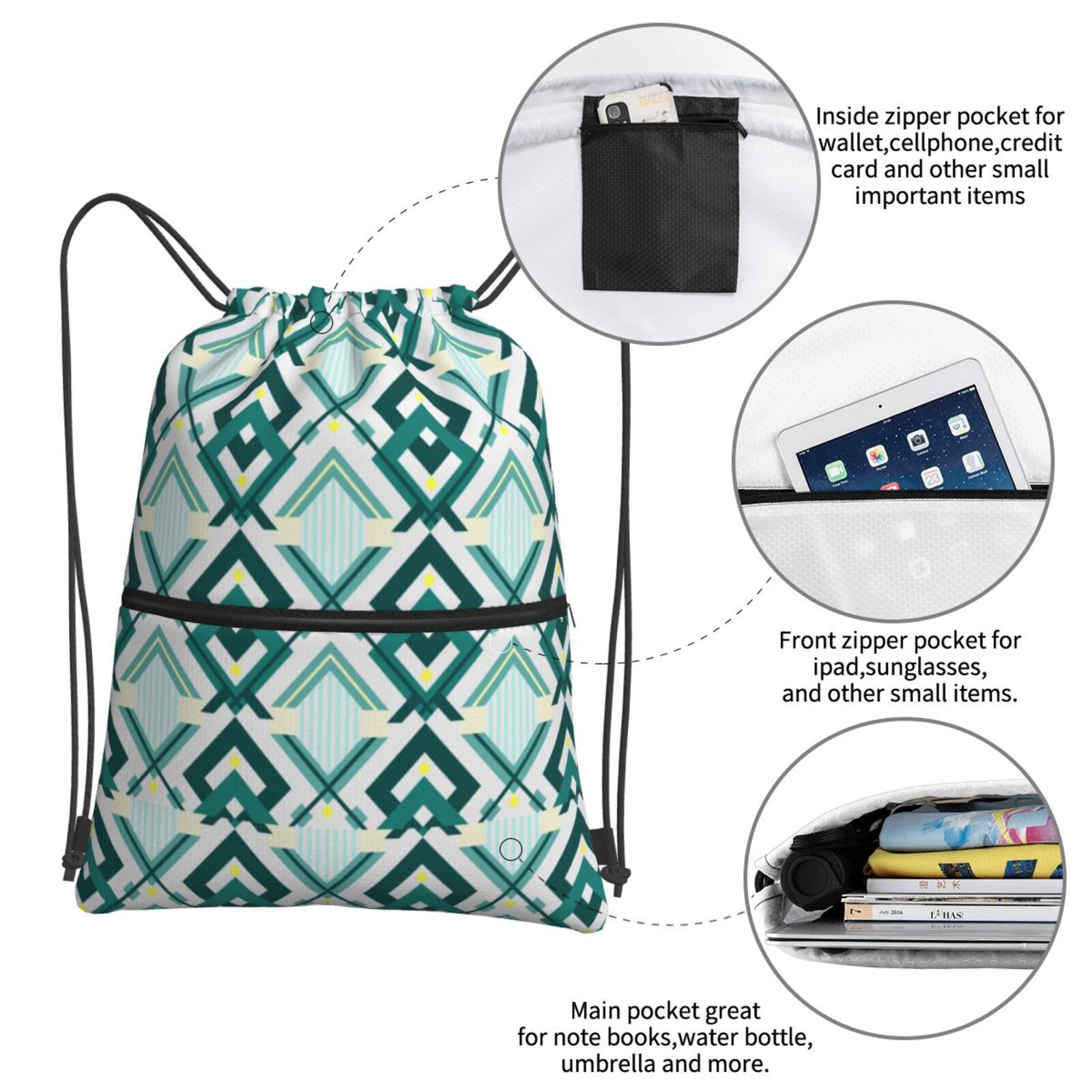 Drawstring Zipper Backpack