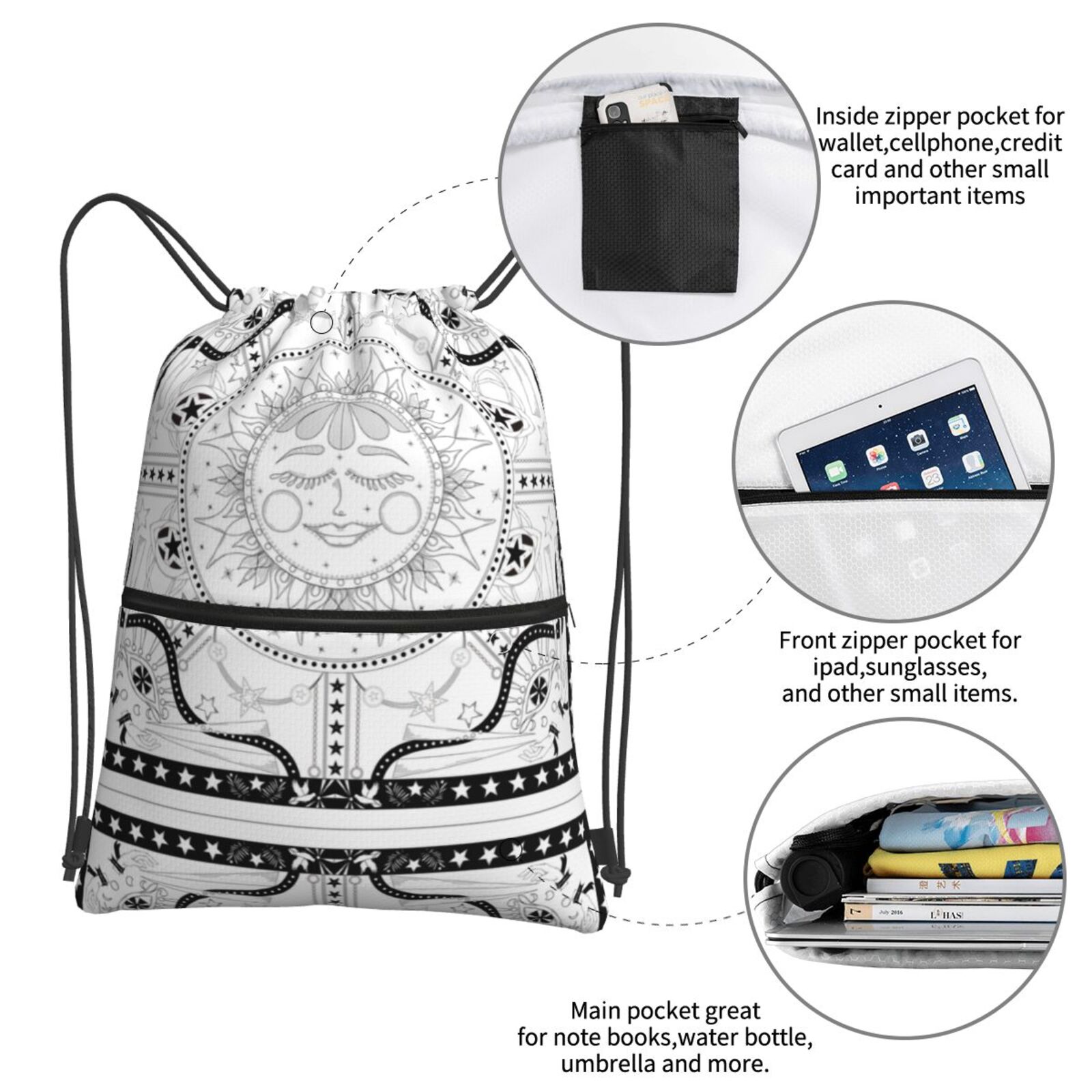 Drawstring Zipper Backpack