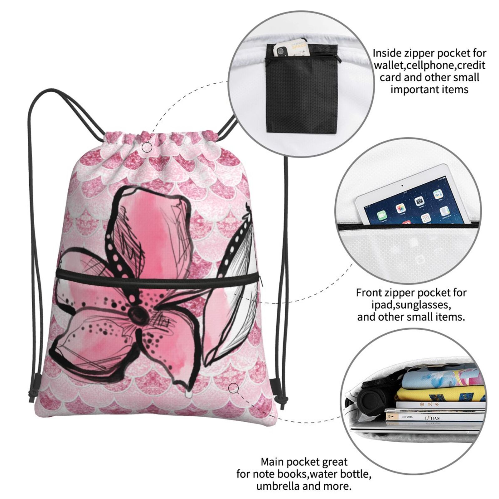 Drawstring Zipper Backpack