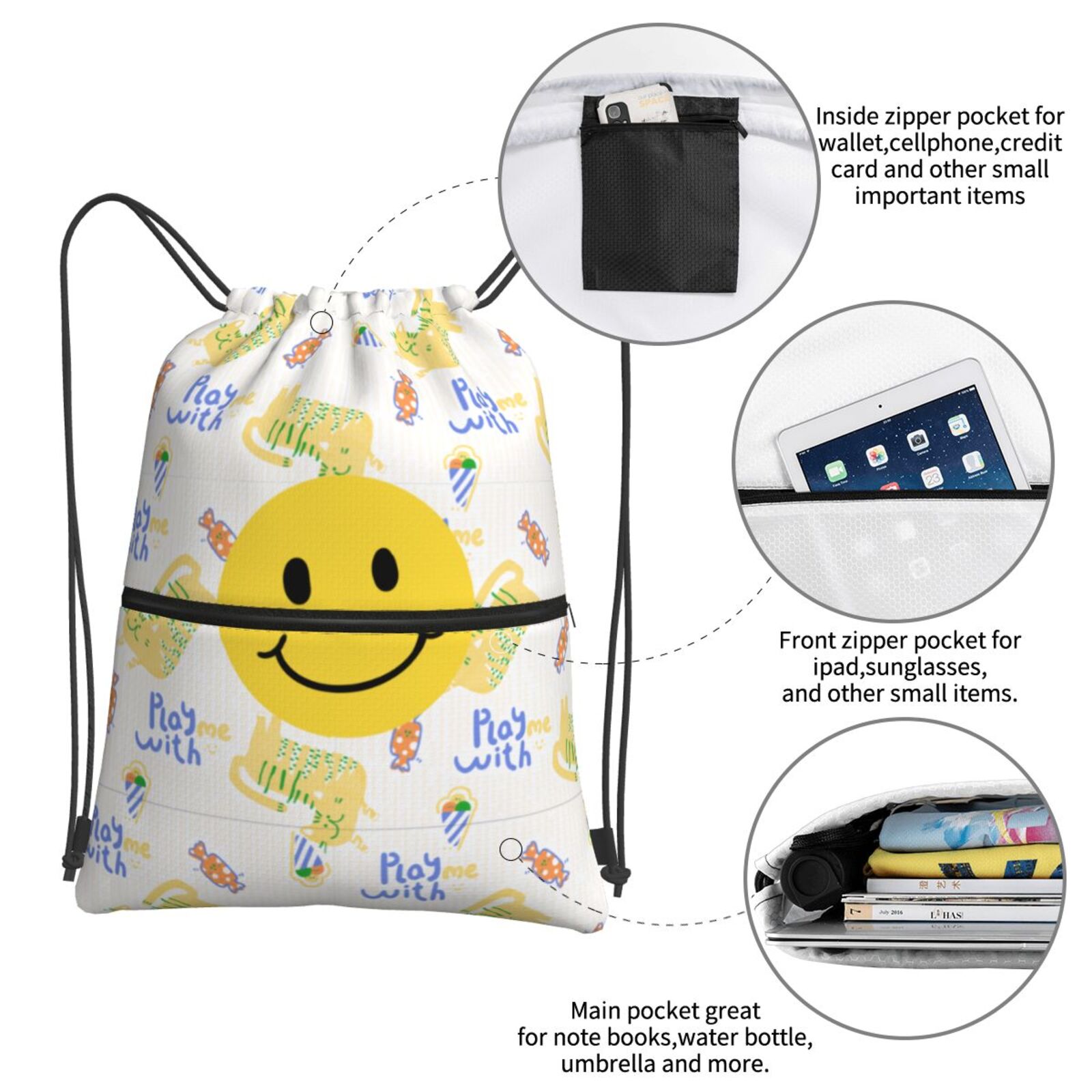 Drawstring Zipper Backpack