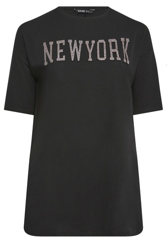 New York Glitter Embossed T Shirt