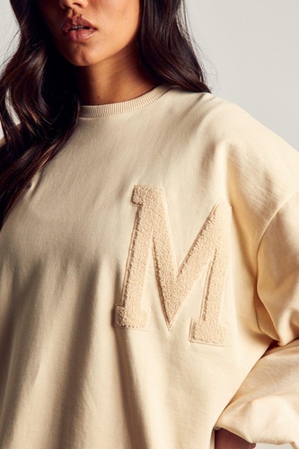 M Patch Embroidered Detail Sweater Dress