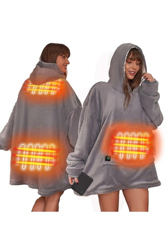 Electric Hoodie Blanket Ultra Plush Wearable Sherpa Oversize