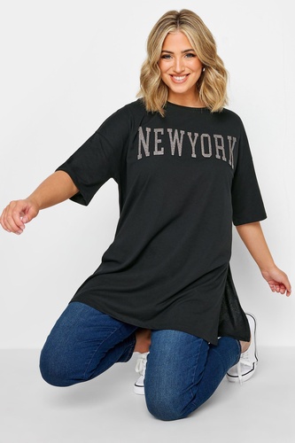 New York Glitter Embossed T Shirt