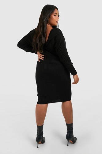 Plus Wrap Knitted Midi Dress