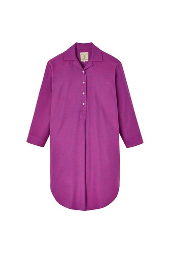 Magenta Herringbone Brushed Cotton Nightshirt