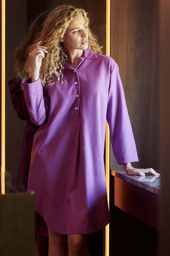 Magenta Herringbone Brushed Cotton Nightshirt