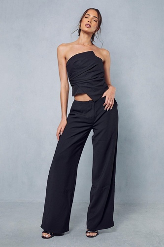 Pleated Asymmetric Bandeau Top