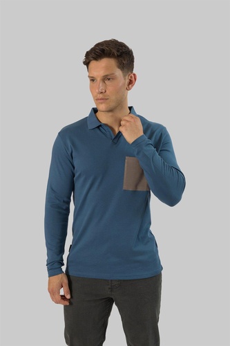 Single Pocket Long Sleeved Polo Shirt