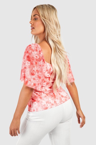 Plus Floral Mesh Corset Top