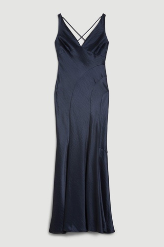 Premium Satin Waterfall Woven Midi Dress