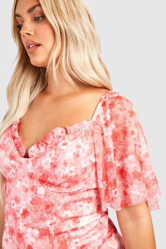 Plus Floral Mesh Corset Top