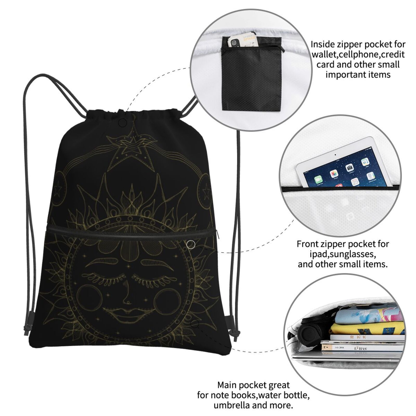 Drawstring Zipper Backpack