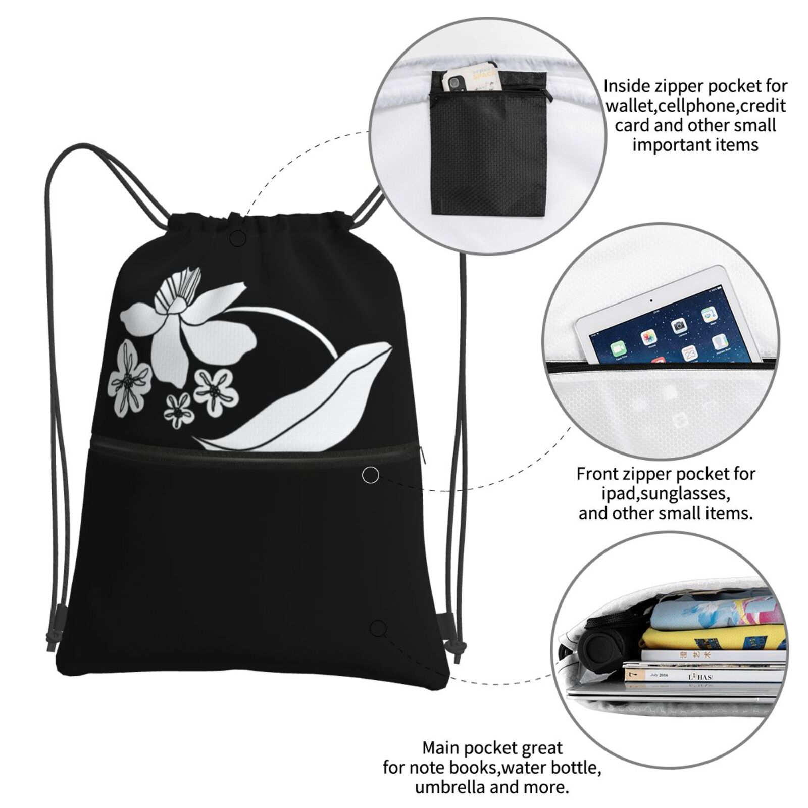 Drawstring Zipper Backpack