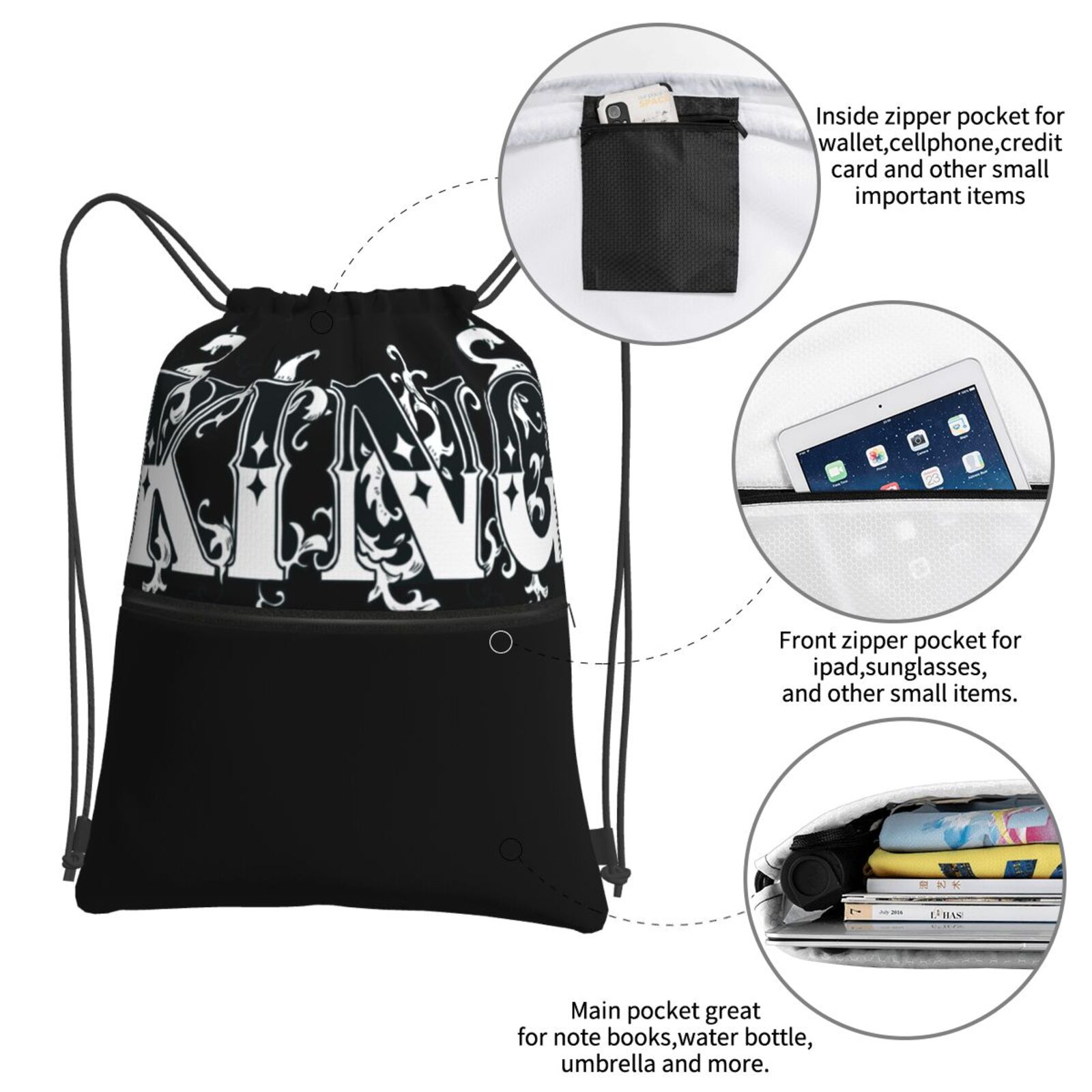 Drawstring Zipper Backpack