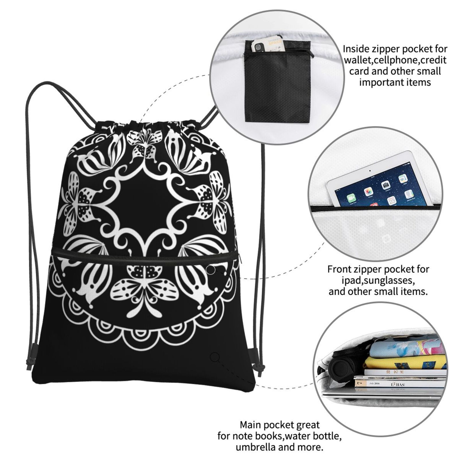 Drawstring Zipper Backpack