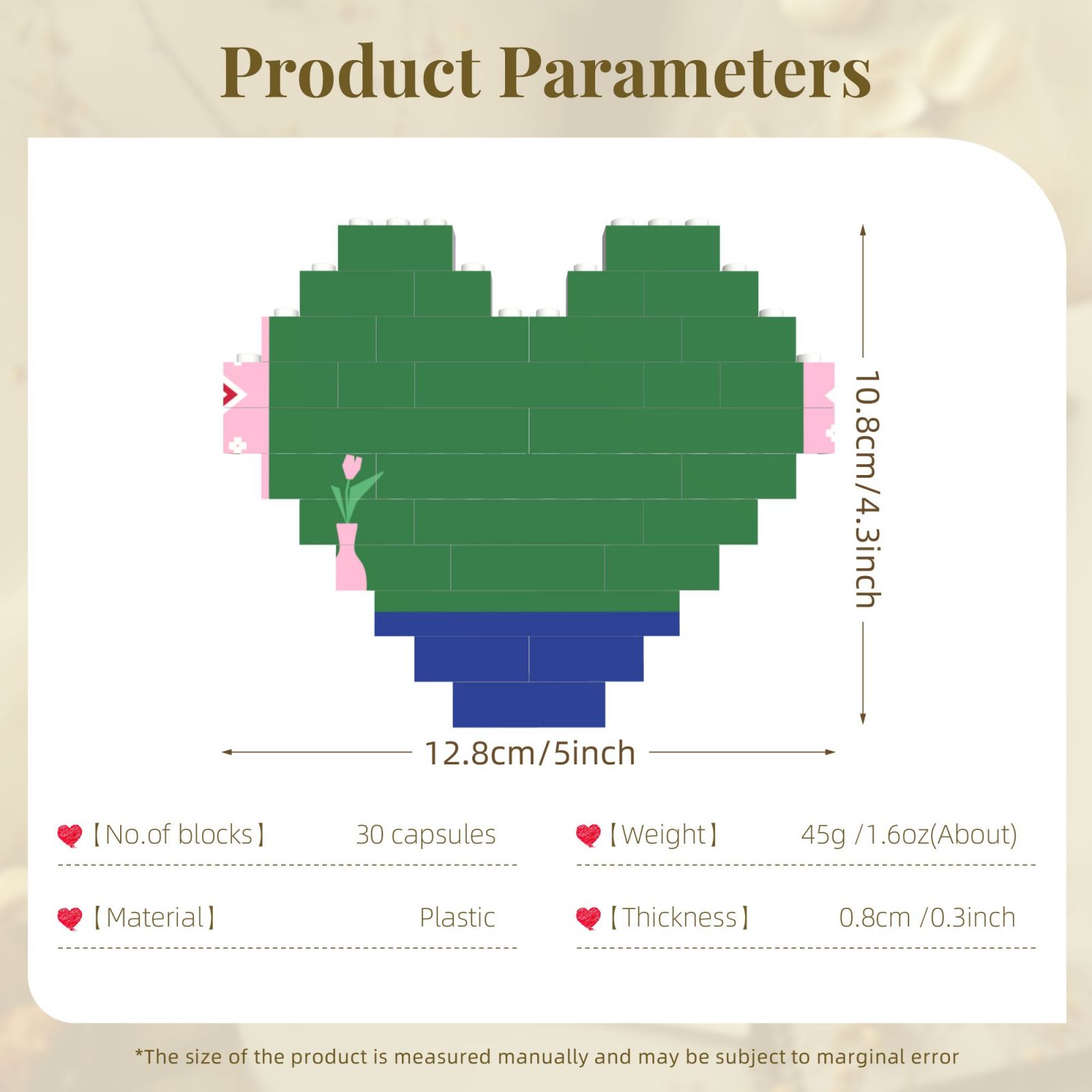 Building Brick Block Puzzle Heart Shaped