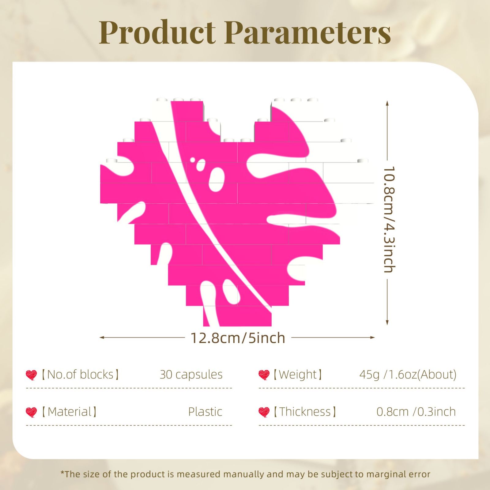 Building Brick Block Puzzle Heart Shaped