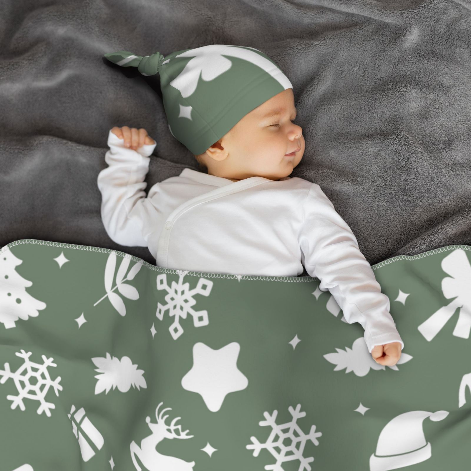 Baby Beanie Hat Headband Swaddle Blanket Set