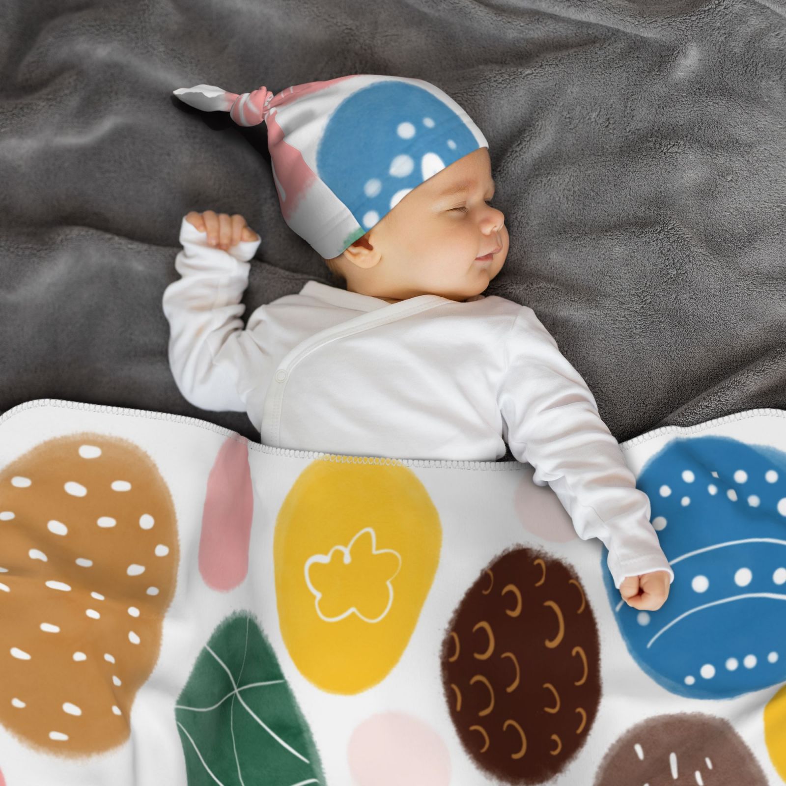 Baby Beanie Hat Headband Swaddle Blanket Set