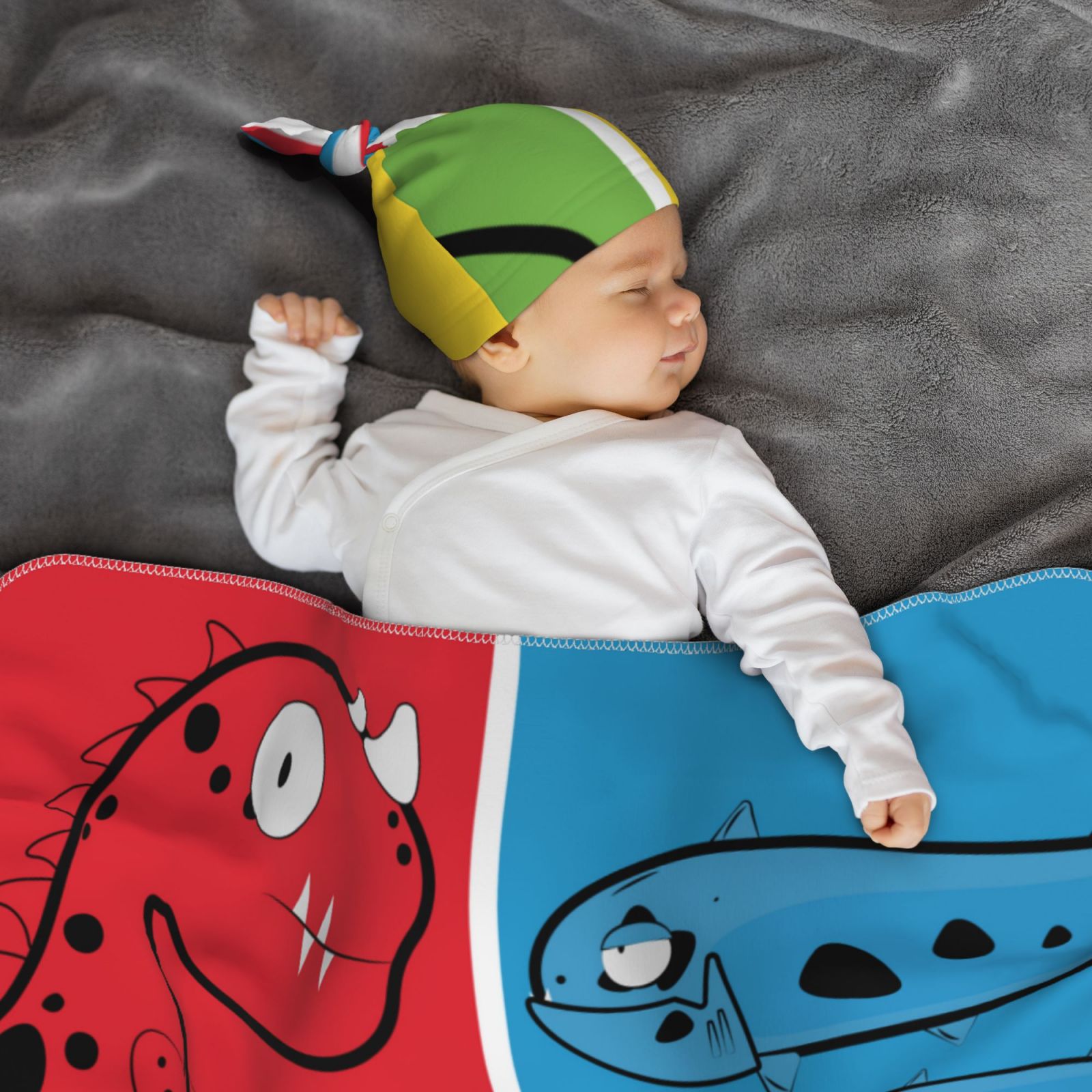 Baby Beanie Hat Headband Swaddle Blanket Set