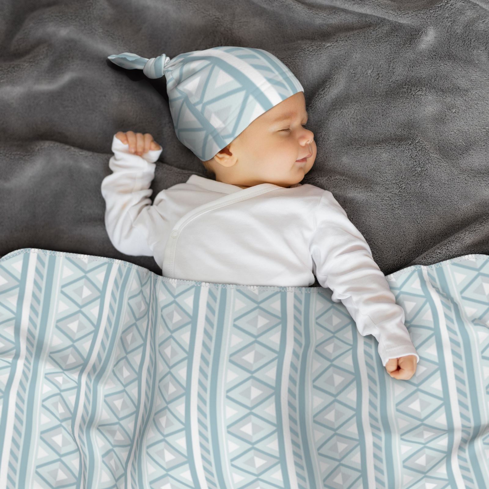 Baby Beanie Hat Headband Swaddle Blanket Set