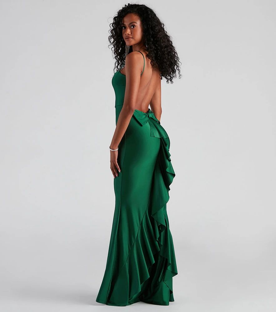 Women Formal Dresses - Meadow Formal Open Back Ruffled Dress-1002_Satin