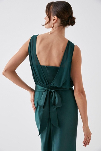 Chiffon Satin Blouson Bridesmaids Maxi Dress