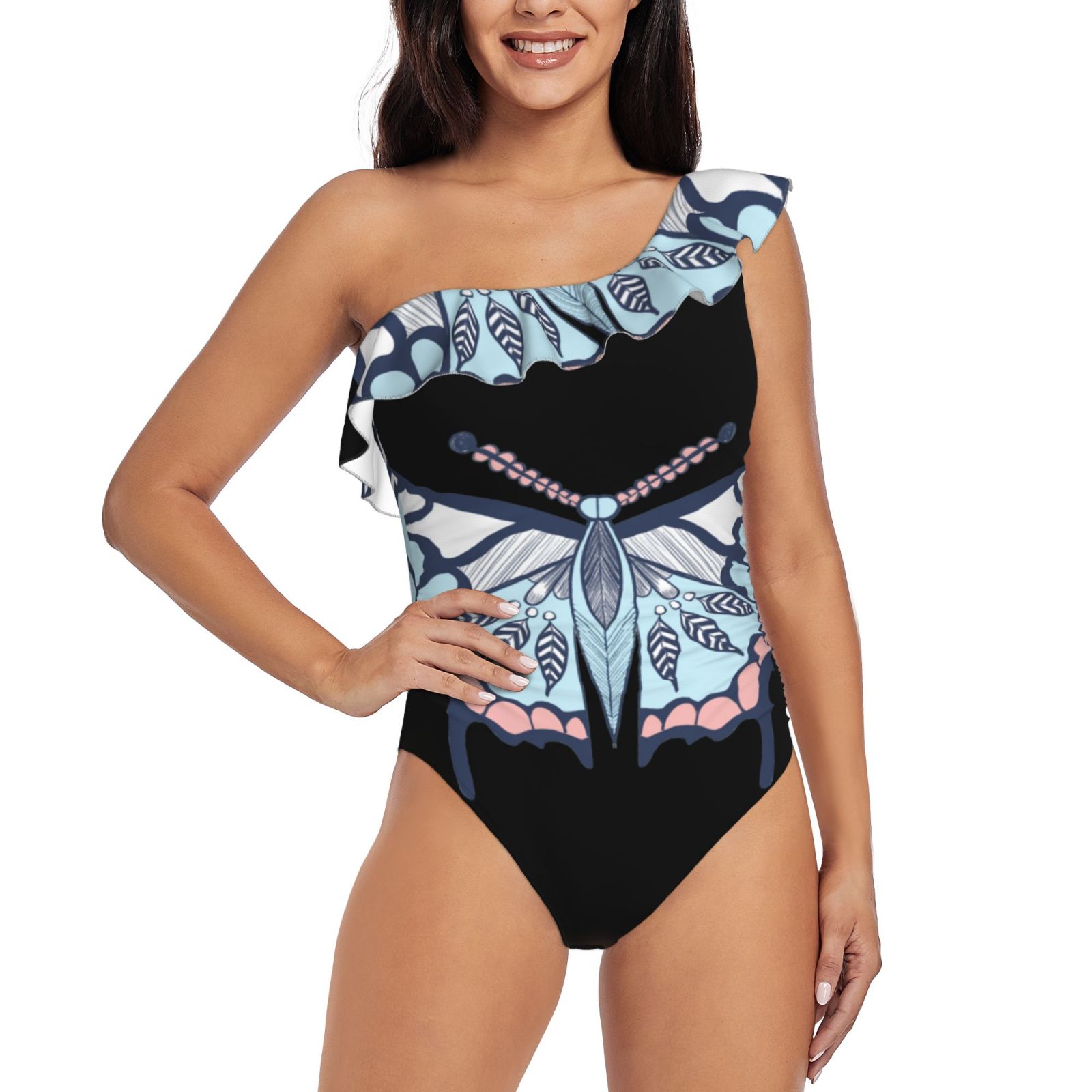 One Shoulder Ruffle Swimsuits