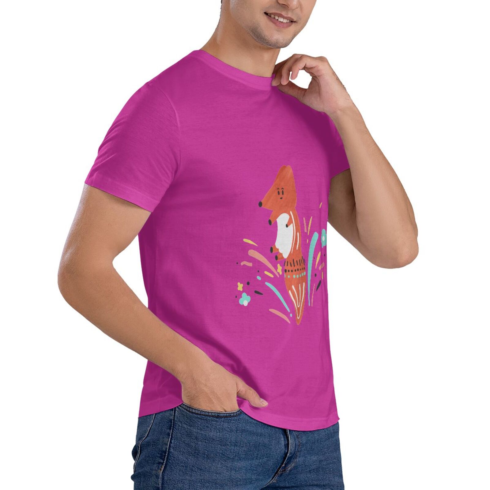 Men's Short Sleeve T-shirt Cute fox short-sleeve shirt