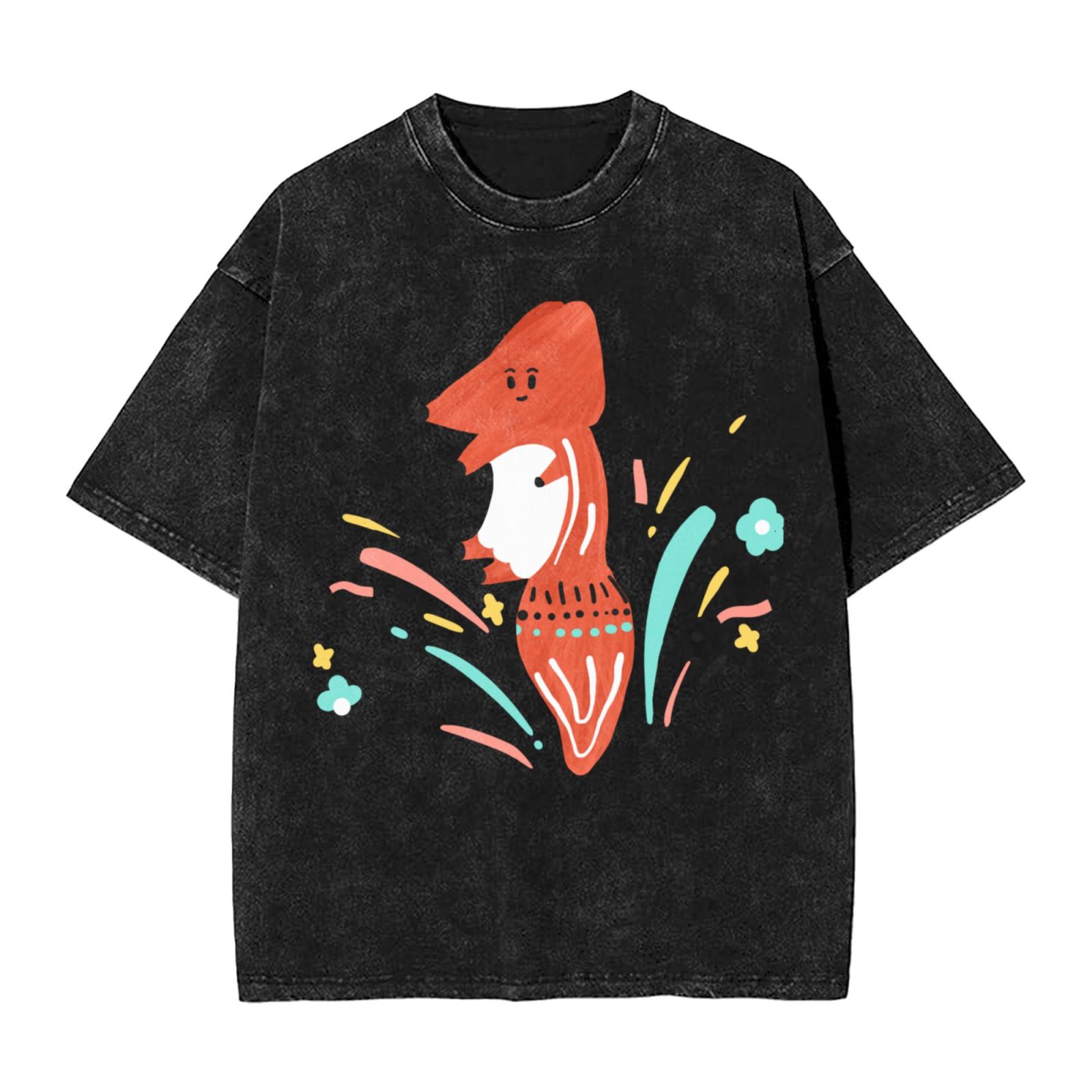 Men's Vintage Oversized T-Shirts Jumping little fox