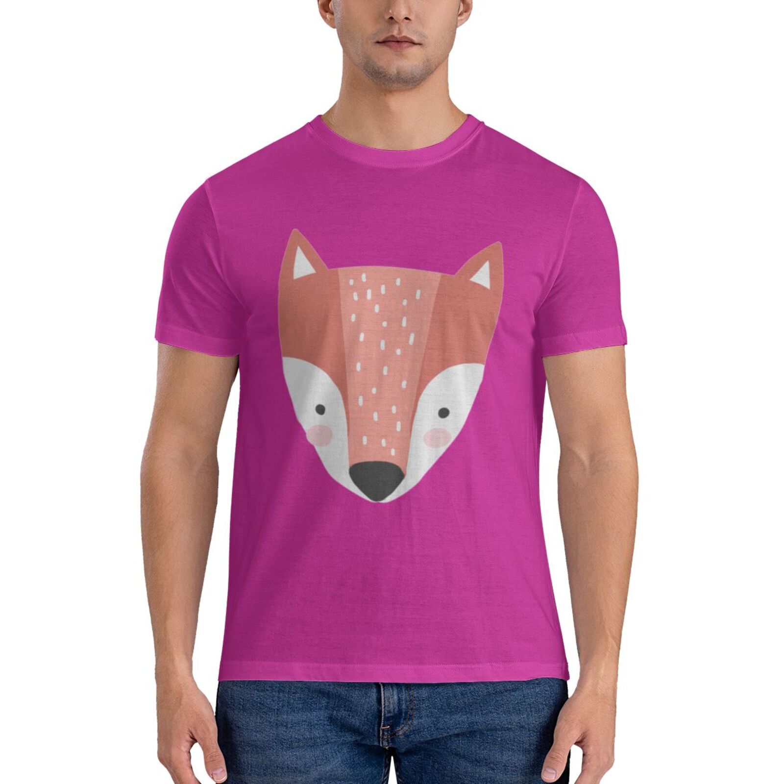 Men's Short Sleeve T-shirt Cute fox short-sleeve shirt