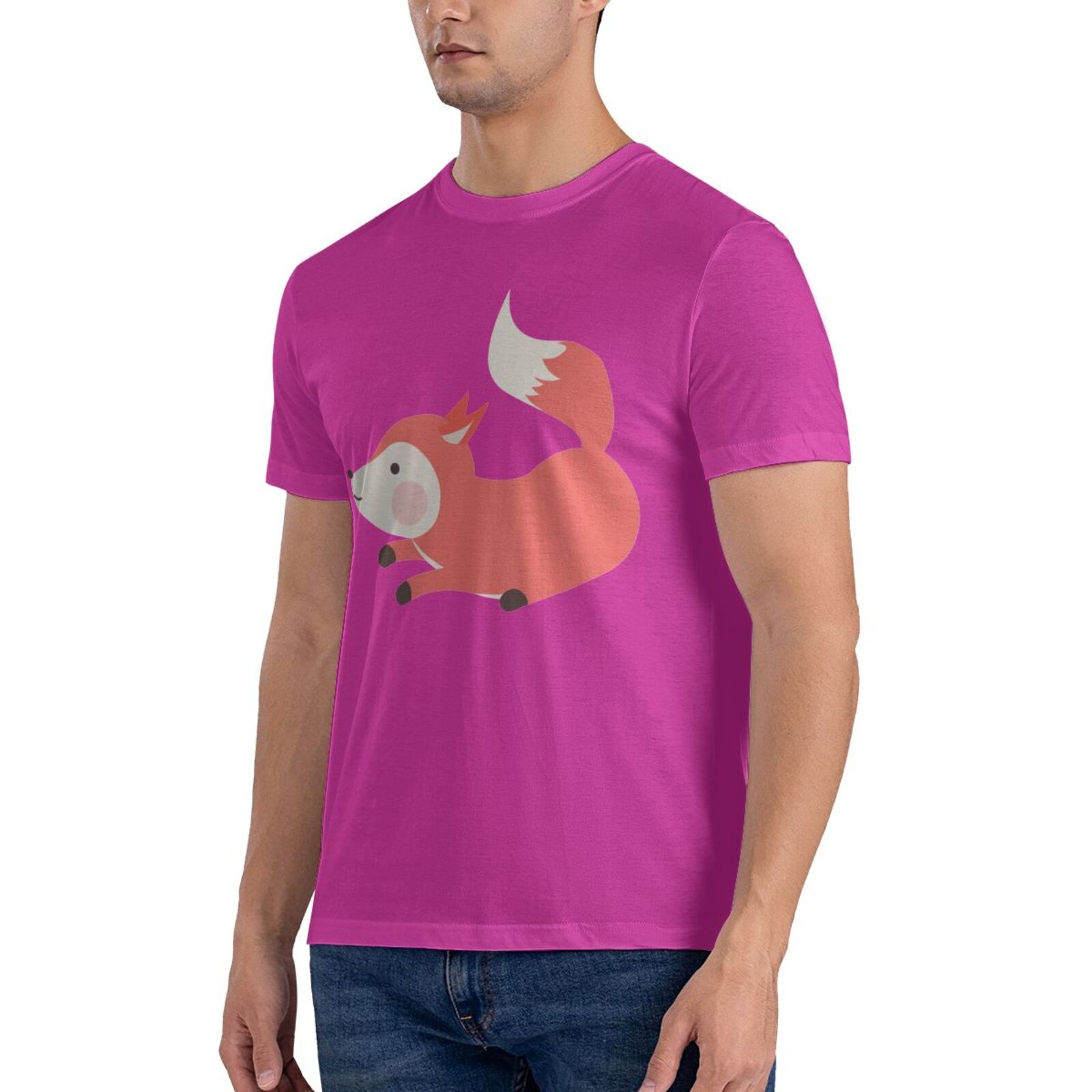 Men's Short Sleeve T-shirt Cute fox short-sleeve shirt