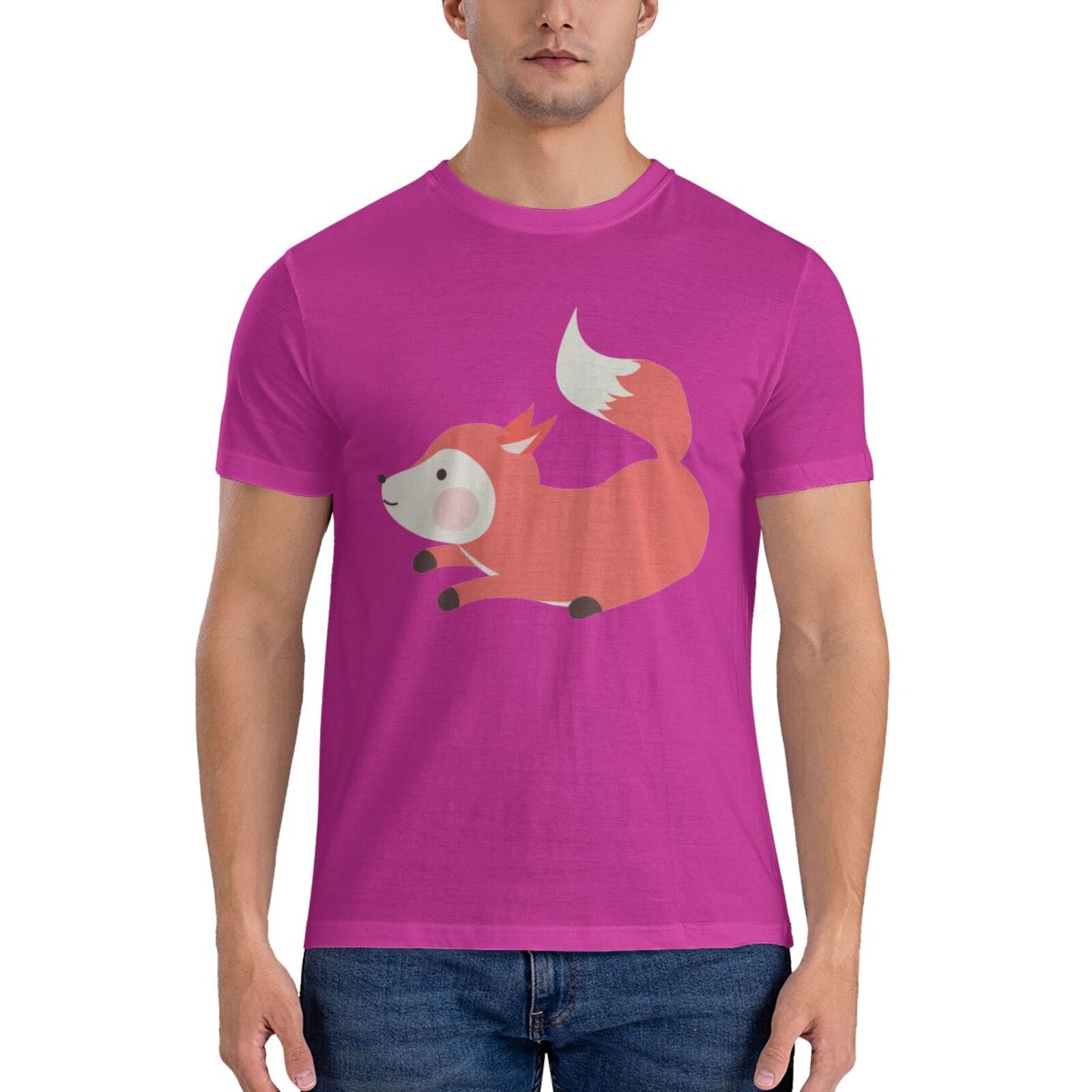 Men's Short Sleeve T-shirt Cute fox short-sleeve shirt