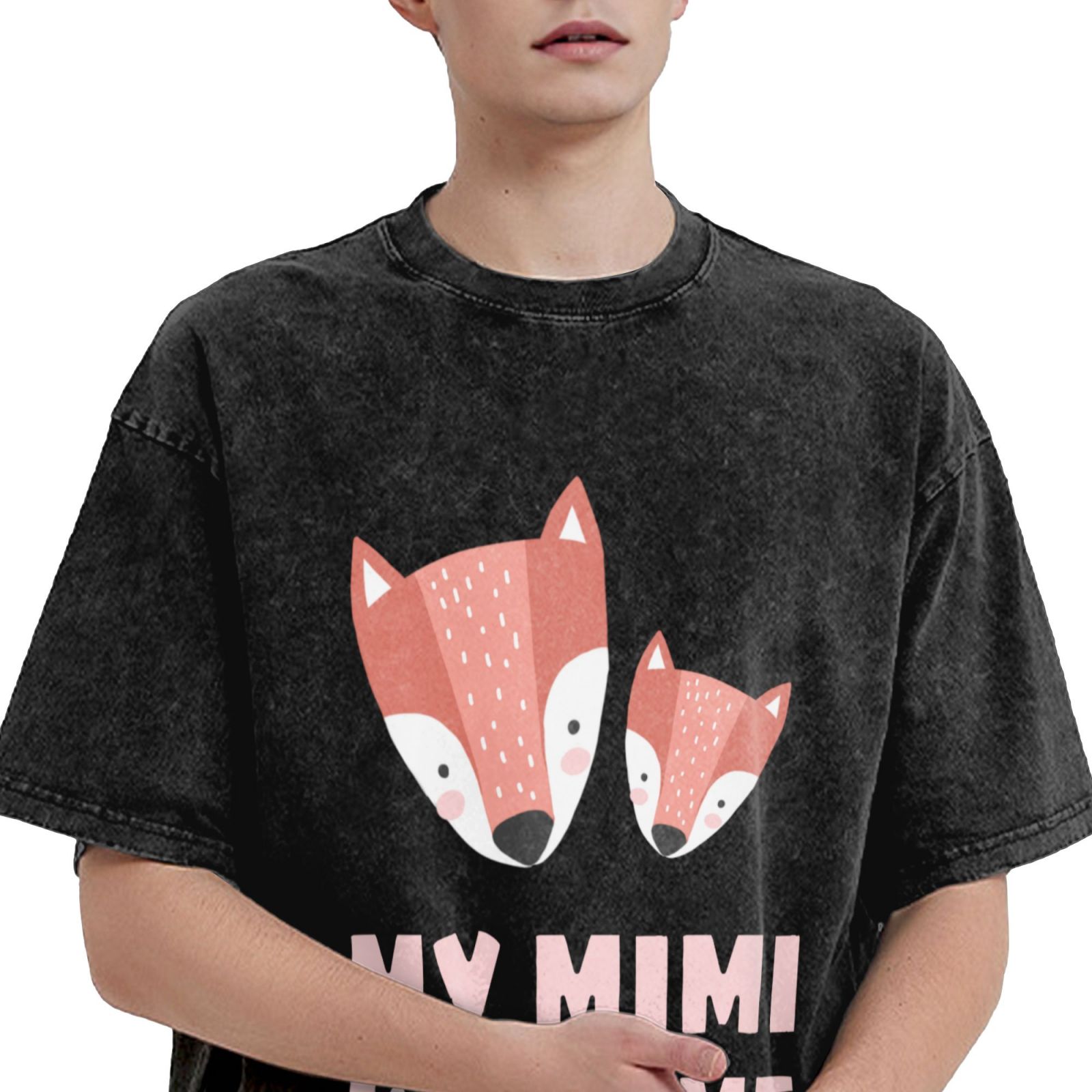 Men's Vintage Oversized T-Shirts Jumping little fox